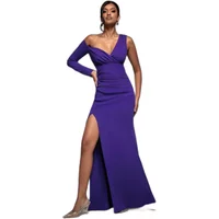 Women's dress Goddiva One Shoulder Front Split Scuba