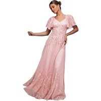 Embroidered Lace Dress Women Goddiva Maxi