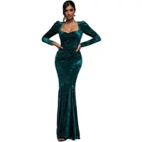 Women's Velvet Maxi Flared Bodycon Dress Goddiva