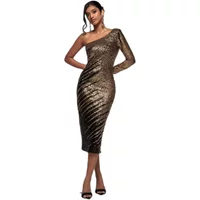 Women's Asymmetrical Midi Bodycon Dress with Sequins Goddiva