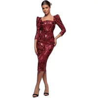 Square Neck Mid-Length Dress Women Goddiva