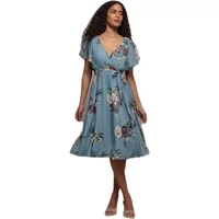 Wrap dress for women Goddiva Floral Printed