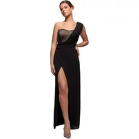 Women's Asymmetrical Maxi Bodycon Dress in Chiffon Goddiva
