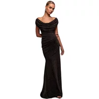 Lurex cowl neck dress for women Goddiva Maxi