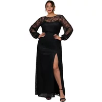 Lace long sleeve dress for women Goddiva Maxi