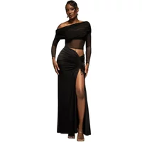 Women’s Long Split Front Wrap Dress with Drawstring Goddiva