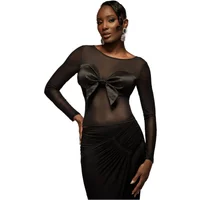 Fitted Dress with Bow Tie Women Goddiva Taffeta