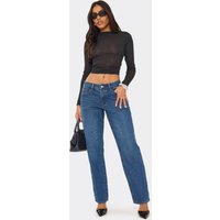 Low Rise Boyfriend Jeans In Blue Washed Denim, Women's Size