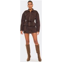 Mid Rise Mini Skirt In Chocolate Brown Denim, Women's Size