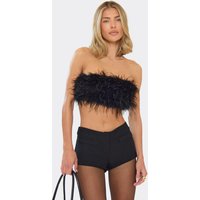 Bandeu Crop Top In Black Feather, Women's Size