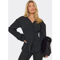 Long Sleeve Collarless Ced Blazer In Black, Women's Size