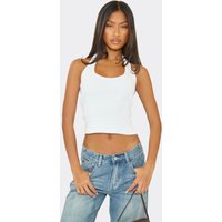Scoop Halter Neck Basic Top In White, Women's Size