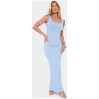 Scoop Neck Corset Detail Maxi Dress In Blue, Women's Size