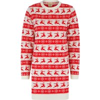 Dress Women's Vixen Novelty Knitted Christmas Jumper Dress in Gardenia - Merry Christmas L