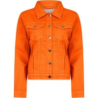 Coats Jackets Feather Women's Stretch Cotton Denim Jacket in Celosia Orange - Amara Reya