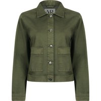 Coats Jackets Reformer Women's Stretch Cotton Button Fasten Denim Jacket with Patch Pockets in Grape Leaf - Amara Reya