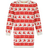 Dress Girl's Leaping Vixen Nordic Fair Isle Novelty Knitted Christmas Jumper Dress in Gardenia - Merry Christmas Kids -yrs -