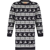 Dress Girl's Leaping Vixen Nordic Fair Isle Novelty Knitted Christmas Jumper Dress in Ink - Merry Christmas Kids -yrs -