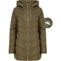 Coats Jackets Safflower Longline Quilted Puffer Coat with Hood In Khaki