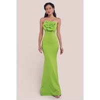 Scuba Crepe Bandeau Rose Maxi Dress - Lime Green by Goddiva
