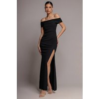 Off The Shoulder Maxi Dress With Split - Black by Goddiva