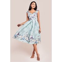 Sweetheart Floral Midi Dress - Sage Green by Goddiva
