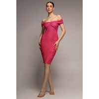 Front Knot Twist Midi Dress - Magenta by Goddiva