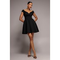 Corset Fit & Flare Mini Dress - Black by Goddiva