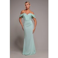 Off The Shoulder Draped Sleeve Maxi Dress With Diamante Neckline - Mint Green by Goddiva