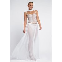 Polka Dobby Chiffon A-Line Maxi Skirt by Goddiva