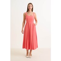 Baya Linen Mix Square Neck Midi Dress