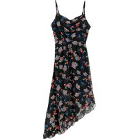 Louche Dina Carpathian Florals Print Asymmetric Strappy Midi Dress
