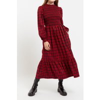 Louche Peppi Winter Gingham Midi Dress Red