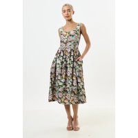 Sherazade D Daisy Print Square Neck Midi Dress