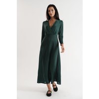 Sona Marl Faux Wrap Midi Dress in Green