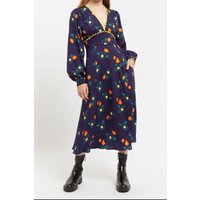 Marize Clarice Floral Print V Neck Long Sleeve Midi Dress