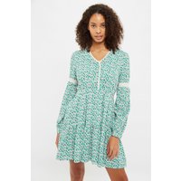 Louche Noomi Mint Blossom Print V Neck Long Sleeve Mini Dress