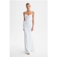 Lavish Alice MAY Lace Insert Satin Maxi Dress in White X