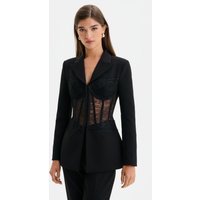 Lavish Alice VIVIENNE Lace Corset Structured Blazer in Black L