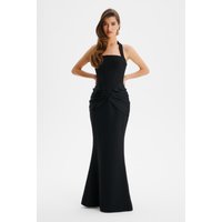 Lavish Alice ISABEAU Square Neck Maxi Dress With Satin Drape Detail In Black M