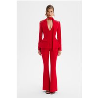 Lavish Alice THALIA Shoulder Hand Embellished Sculptured Blazer Jumpsuit In Red