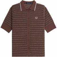 Fred Perry Womens Boucle Jacquard Knitted Shirt - Carrington Brick Dress Size