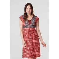 Izabel London Printed Lace-Up Knee Length Dress women's Dress in Red