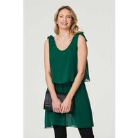 Izabel London Semi Sheer Short Tiered Tunic women's Tunic dress in Green