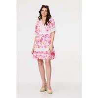 Izabel London Floral Lace Sleeve Short Dress women's Dress in White