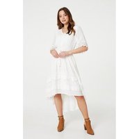 Izabel London Lace Trim Sleeve High Low Sundress women's Dress in White