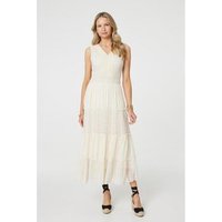 Izabel London Lace Detail Sleeveless Tiered Maxi Dress women's Long Dress in White
