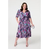 Izabel London Floral Faux Wrap Front Midi Dress women's Long Dress in Pink