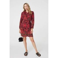 Izabel London Mosaic Print Long Sleeve Short Shirt Dress women's Dress in Pink