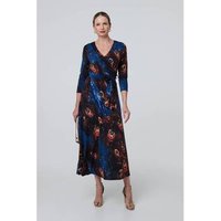 Izabel London Peacock Print Sleeve Wrap Maxi Dress women's Long Dress in Blue